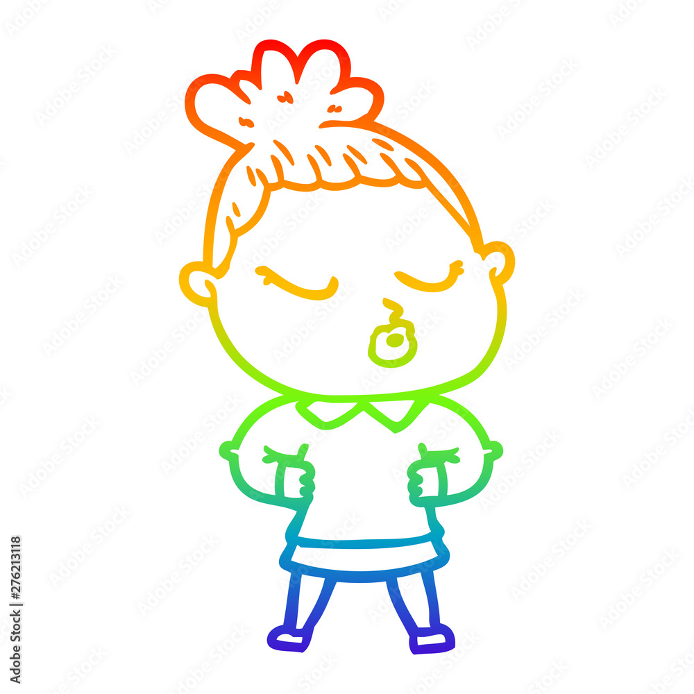 rainbow gradient line drawing cartoon calm woman rainbow gradient line drawing cartoon calm woman