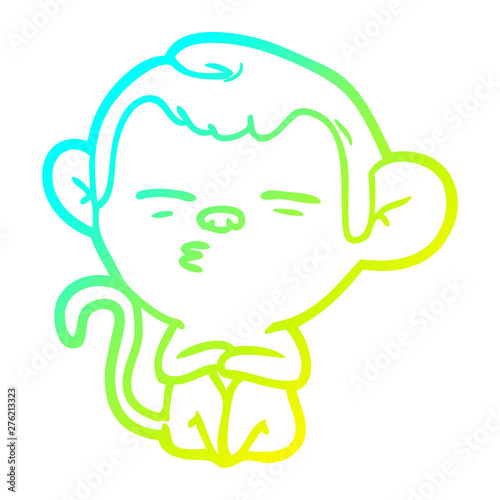 cold gradient line drawing cartoon suspicious monkey
