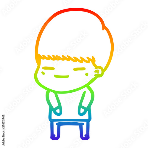 rainbow gradient line drawing cartoon smug boy