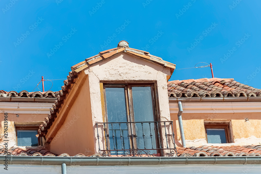 old attic with tiles roof old attic with tiles roof