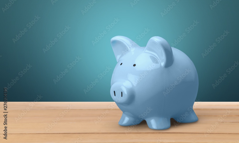 Piggy bank and money on background Piggy bank and money on background
