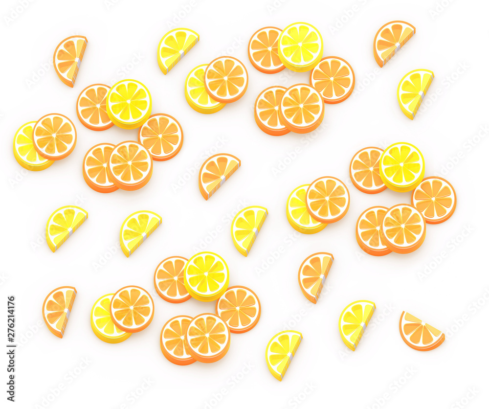 Summer fruits 3D isometric illustration, orange, lemon, grapefruit, lime. Background composition. Summer fruits 3D isometric illustration, orange, lemon, grapefruit, lime. Background composition.