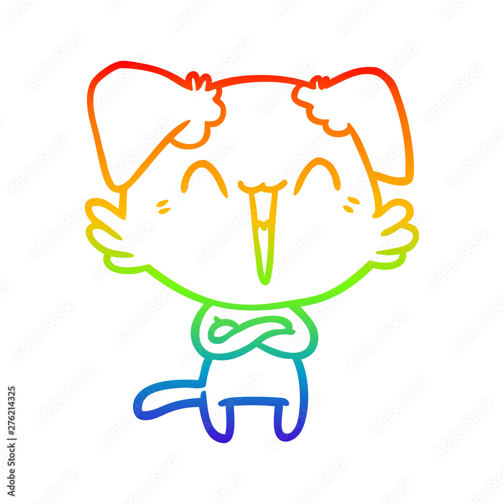 rainbow gradient line drawing happy little dog cartoon rainbow gradient line drawing happy little dog cartoon