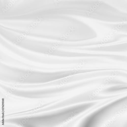 elegant luxury white background illustration with wavy draped folds of cloth, smooth silk texture with wrinkles and creases in flowing fabric