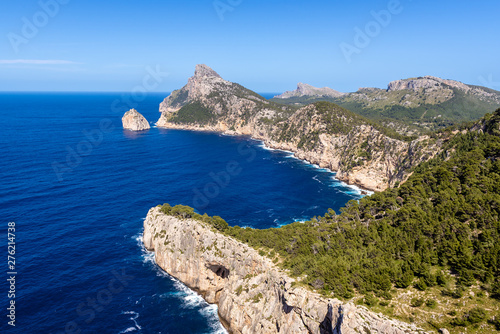 Cap de Formentor - famous nature landmark with amazing rocky coastline on Mallorca, Spain, Mediterranean Sea