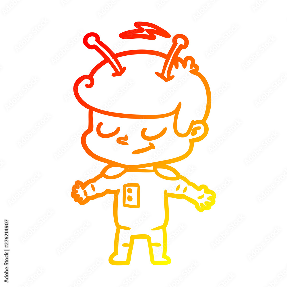 warm gradient line drawing friendly cartoon spaceman warm gradient line drawing friendly cartoon spaceman