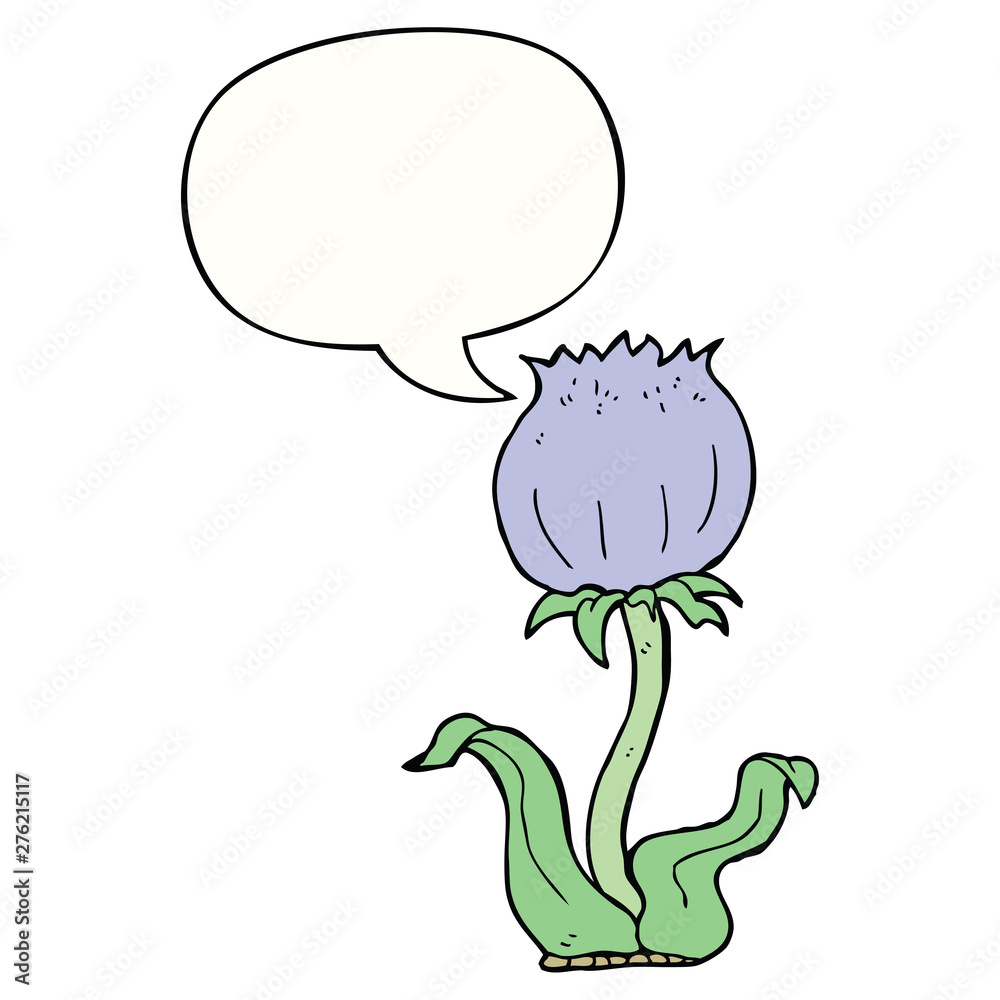 cartoon wild flower and speech bubble cartoon wild flower and speech bubble
