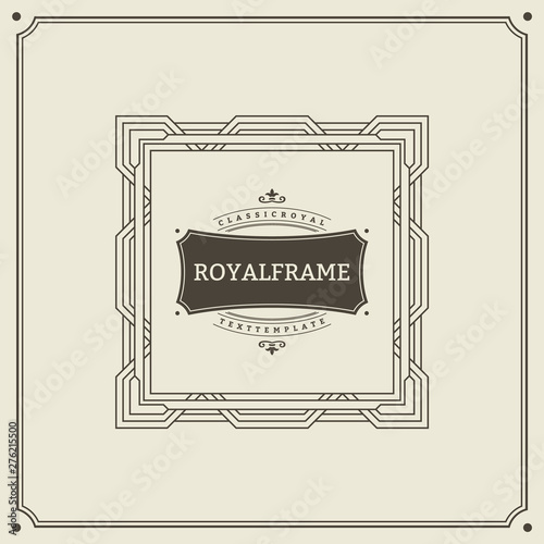 Invitation frame. Vintage ornament greeting card vector template. Retro wedding invitations, advertising or other design and place for text. Flourishes frame photo