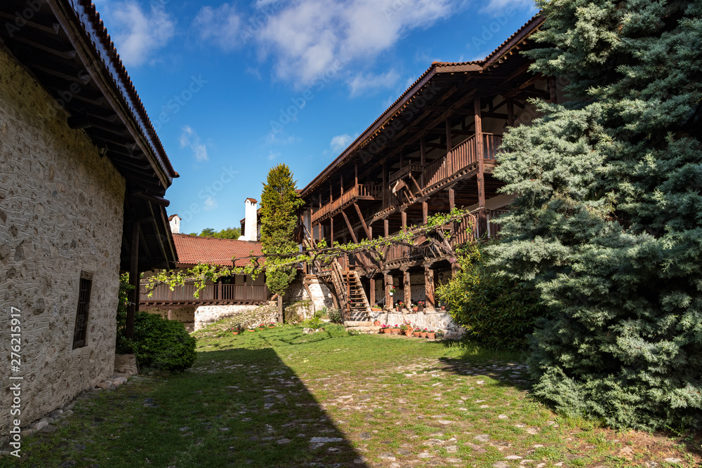 In courtyard of The Medieval Orthodox Monastery of Rozhen, near Melnik, Bulgaria In courtyard of The Medieval Orthodox Monastery of Rozhen, near Melnik, Bulgaria
