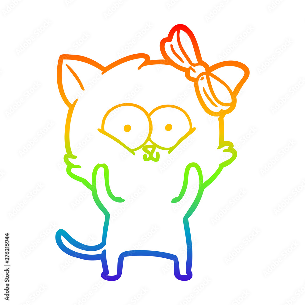 Obraz premium rainbow gradient line drawing cartoon cat