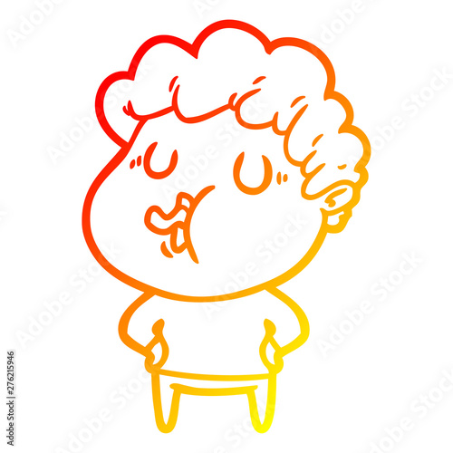 warm gradient line drawing cartoon man singing