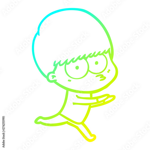 cold gradient line drawing nervous cartoon boy