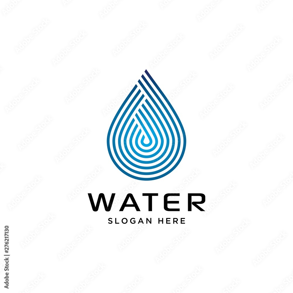 Water symbol with linear style logo design.Creative water dropped symbol Water symbol with linear style logo design.Creative water dropped symbol