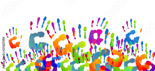 mani, impronte, vettoriale, arcobaleno, solidarietà, pace,