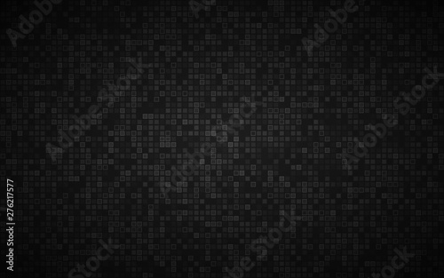Black abstract background with transparent squares, mosaic look, modern vector illustration