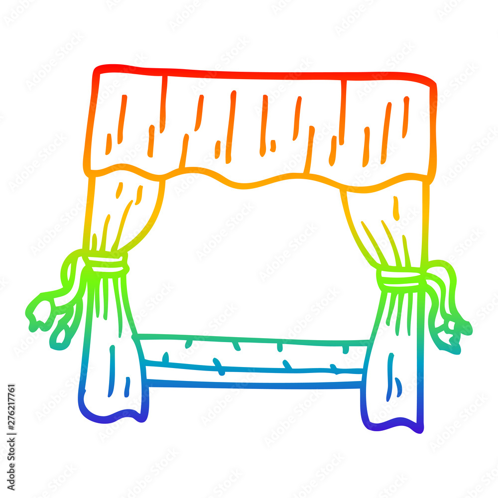 rainbow gradient line drawing cartoon window with curtains Stock Vector |  Adobe Stock