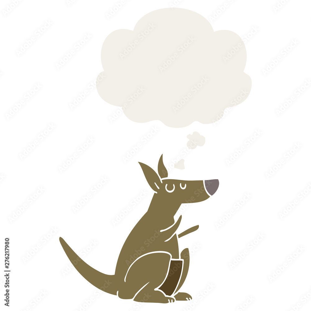 cartoon kangaroo and thought bubble in retro style cartoon kangaroo and thought bubble in retro style