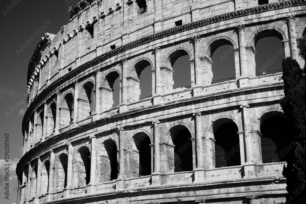 Detail of the famous Colosseum in Rome, Italy