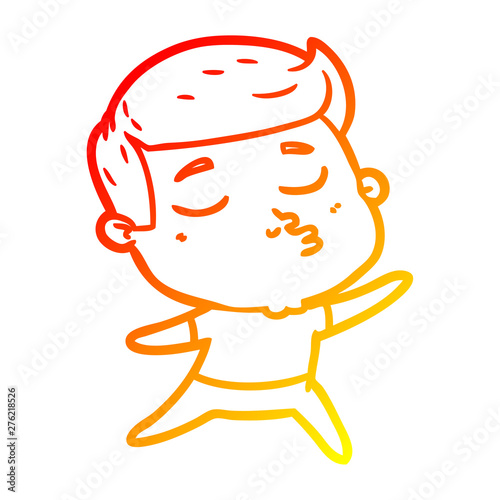 warm gradient line drawing cartoon model guy pouting