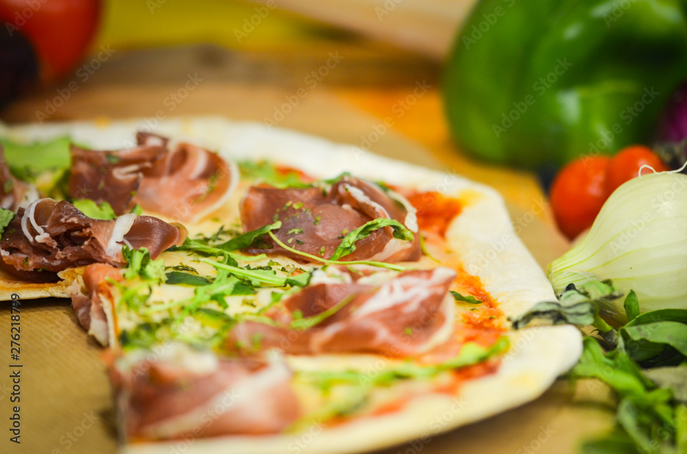 fresh italian pizza - close up view fresh italian pizza - close up view