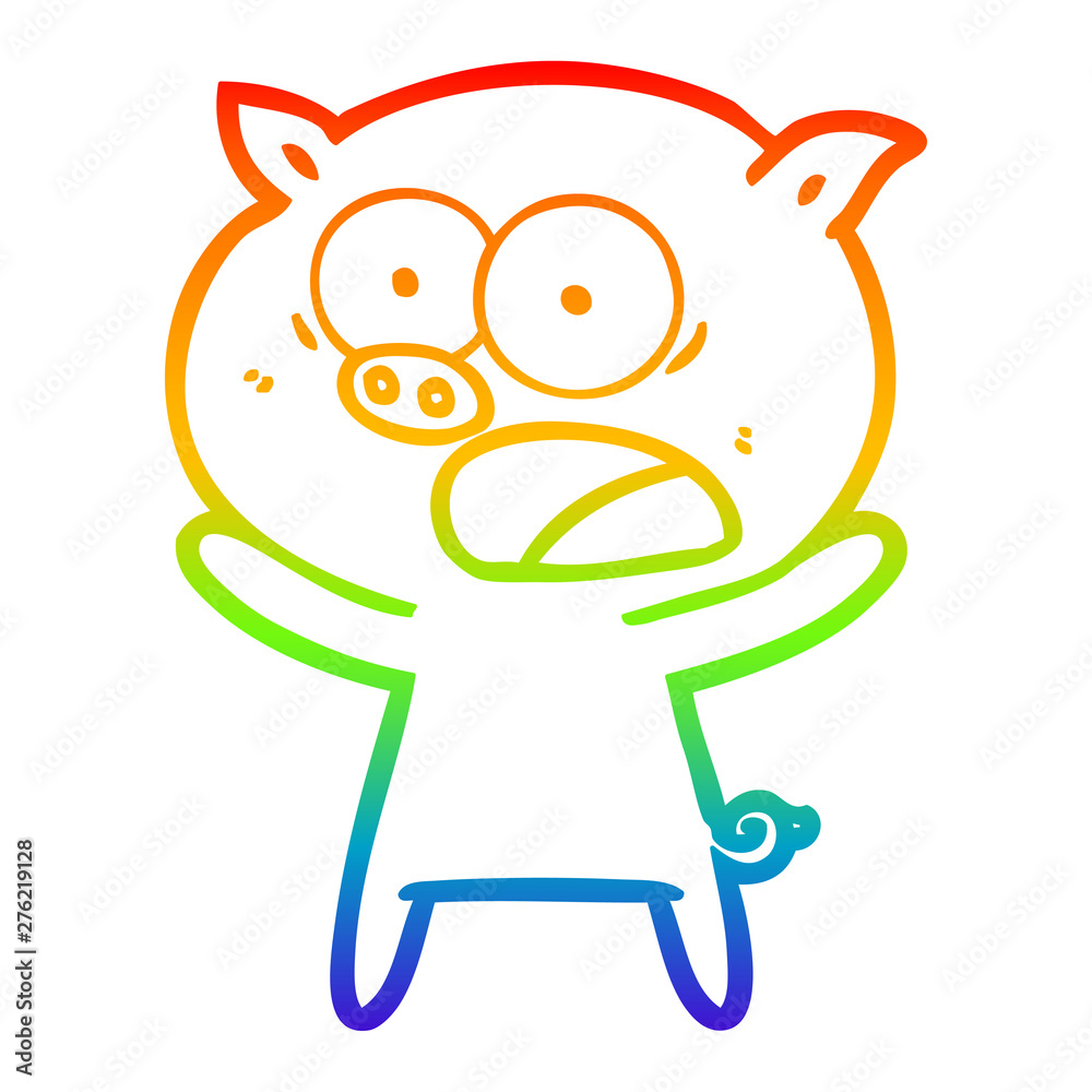 rainbow gradient line drawing cartoon pig shouting rainbow gradient line drawing cartoon pig shouting