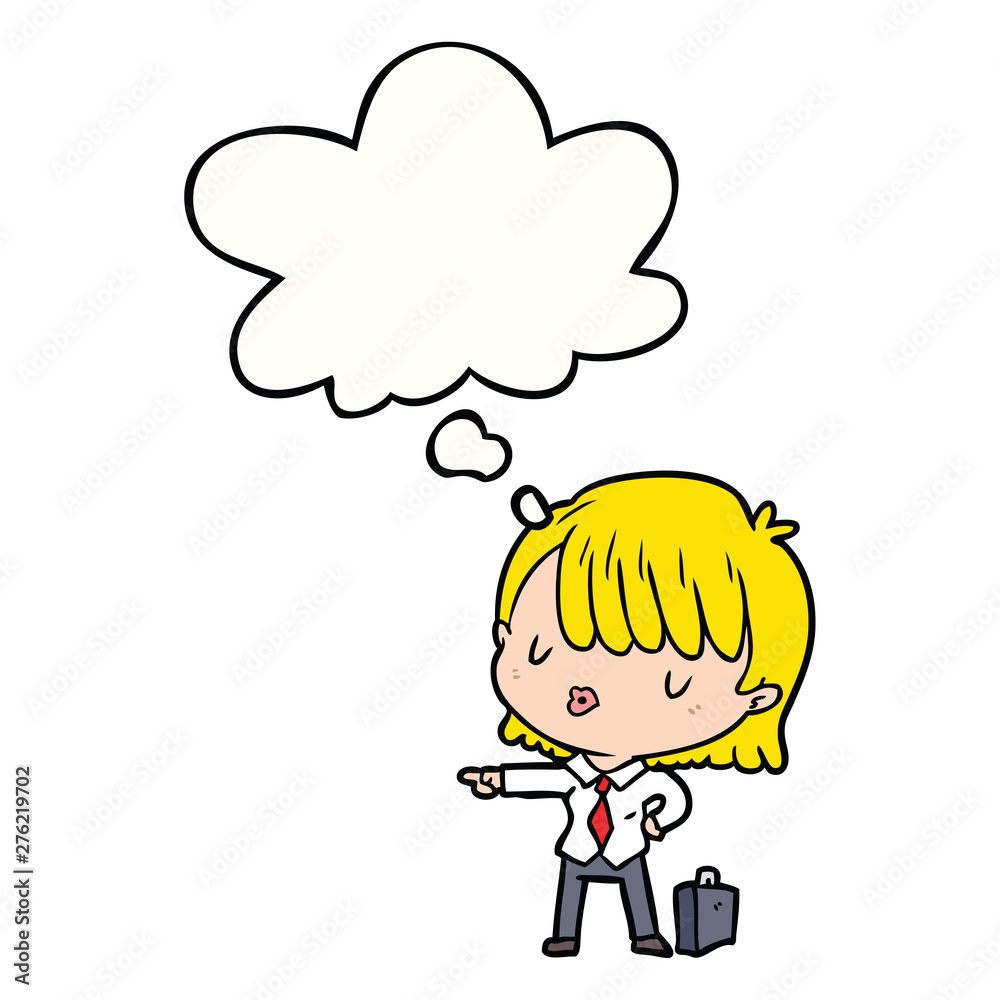 cartoon efficient businesswoman and thought bubble cartoon efficient businesswoman and thought bubble
