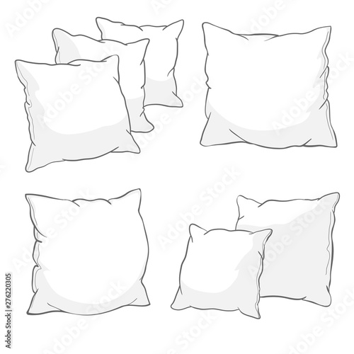 sketch vector illustration of pillow, art, pillow isolated, white pillow, bed pillow