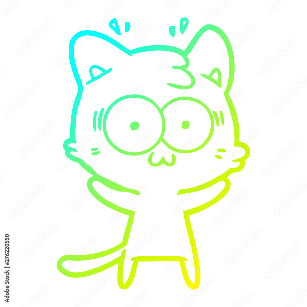 cold gradient line drawing cartoon surprised cat cold gradient line drawing cartoon surprised cat