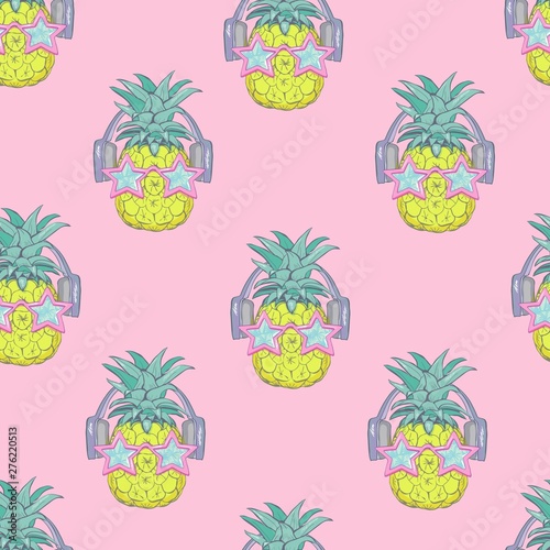 seamless pineapple pattern vector illustration