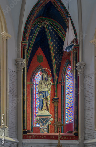 Le Havre, France - 05 31 2019: The inside of the Chapel Notre-Dame des Flots