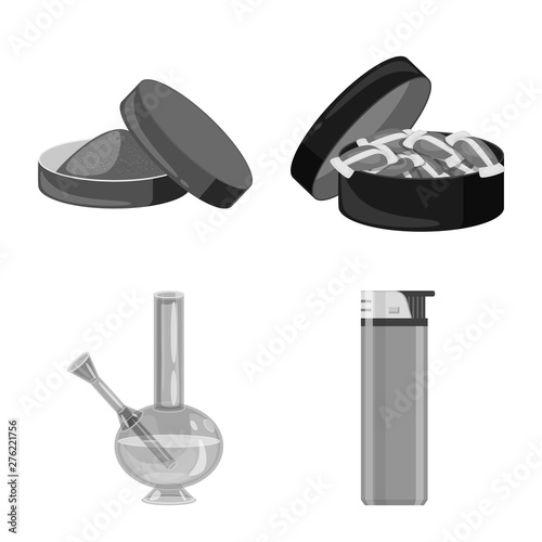 Vector illustration of health and nicotine logo. Set of health and statistics stock symbol for web.