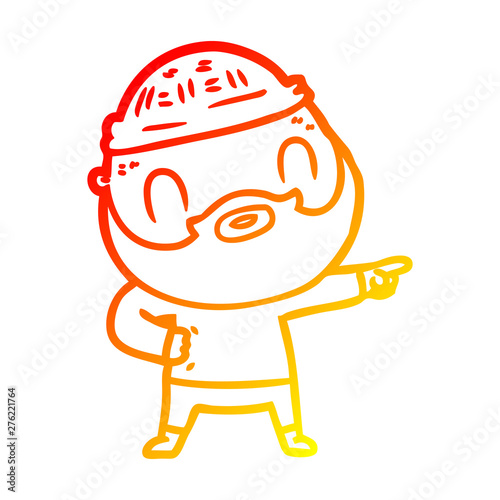 warm gradient line drawing cartoon bearded man