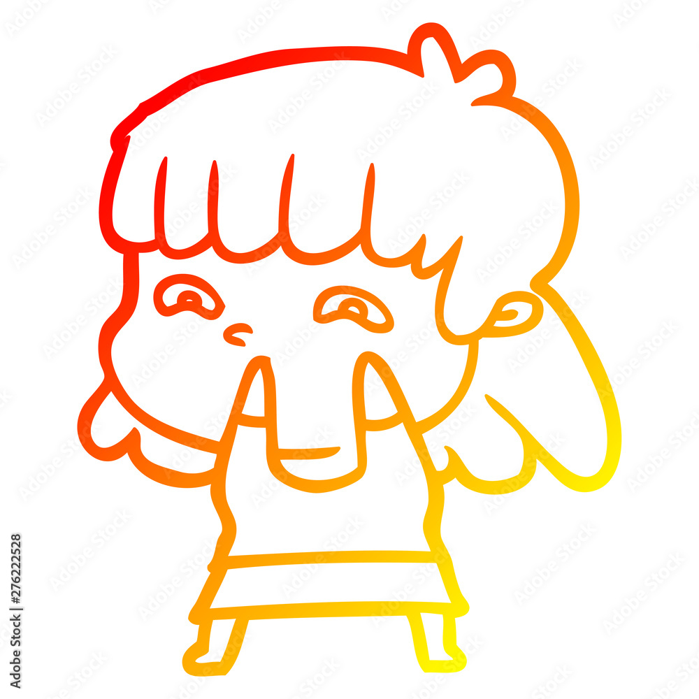 Obraz premium warm gradient line drawing cartoon worried woman