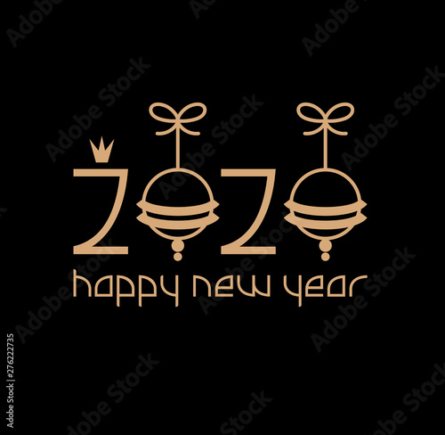 Happy New Year 2020. Creative design of winter holiday greeting card.