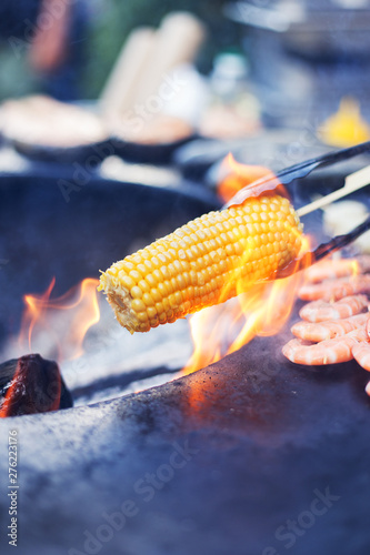 Corn cob on open fire