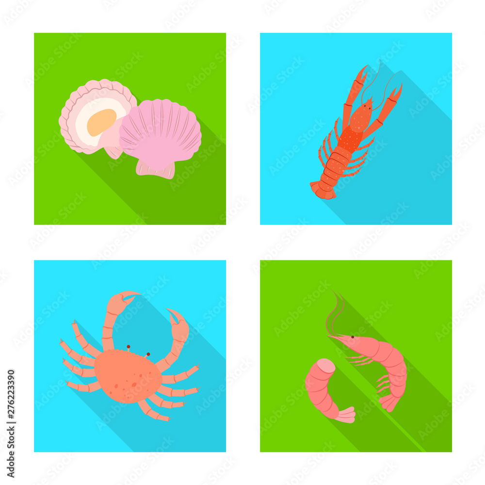 Obraz premium Vector illustration of product and ocean icon. Set of product and restaurant vector icon for stock.
