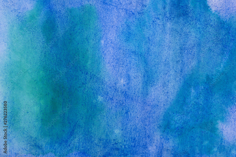 abstract watercolor background sheet of paper covered with multicolored paint blue, grunge effect background for design with texture