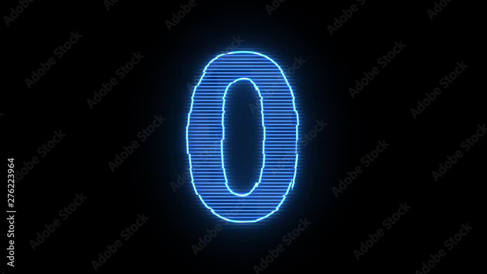 Zero - Number 0 blue hologram distorted text 4K animation Zero - Number 0 blue hologram distorted text 4K animation