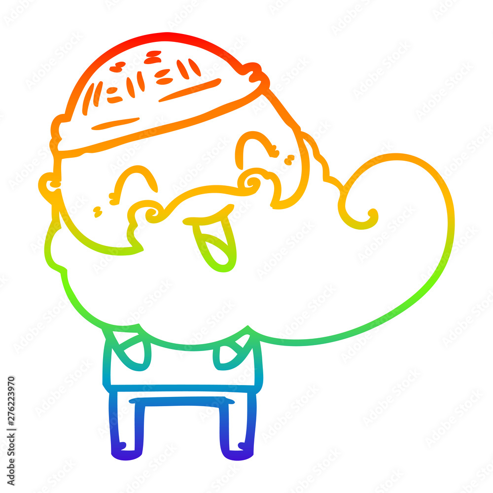 rainbow gradient line drawing happy bearded man rainbow gradient line drawing happy bearded man