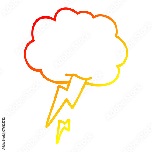 warm gradient line drawing cartoon thunder and lightening