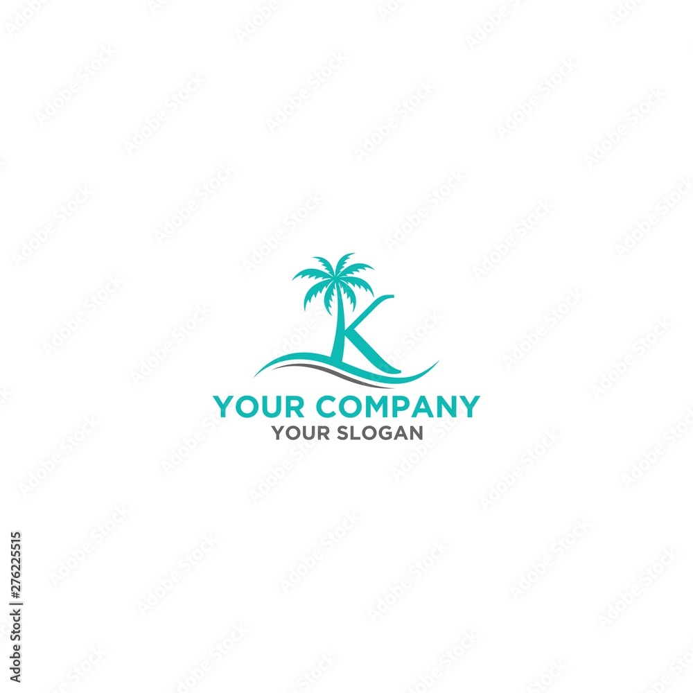 K Palm Logo Design Vector