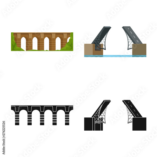 Isolated object of connection and design logo. Set of connection and side stock vector illustration.