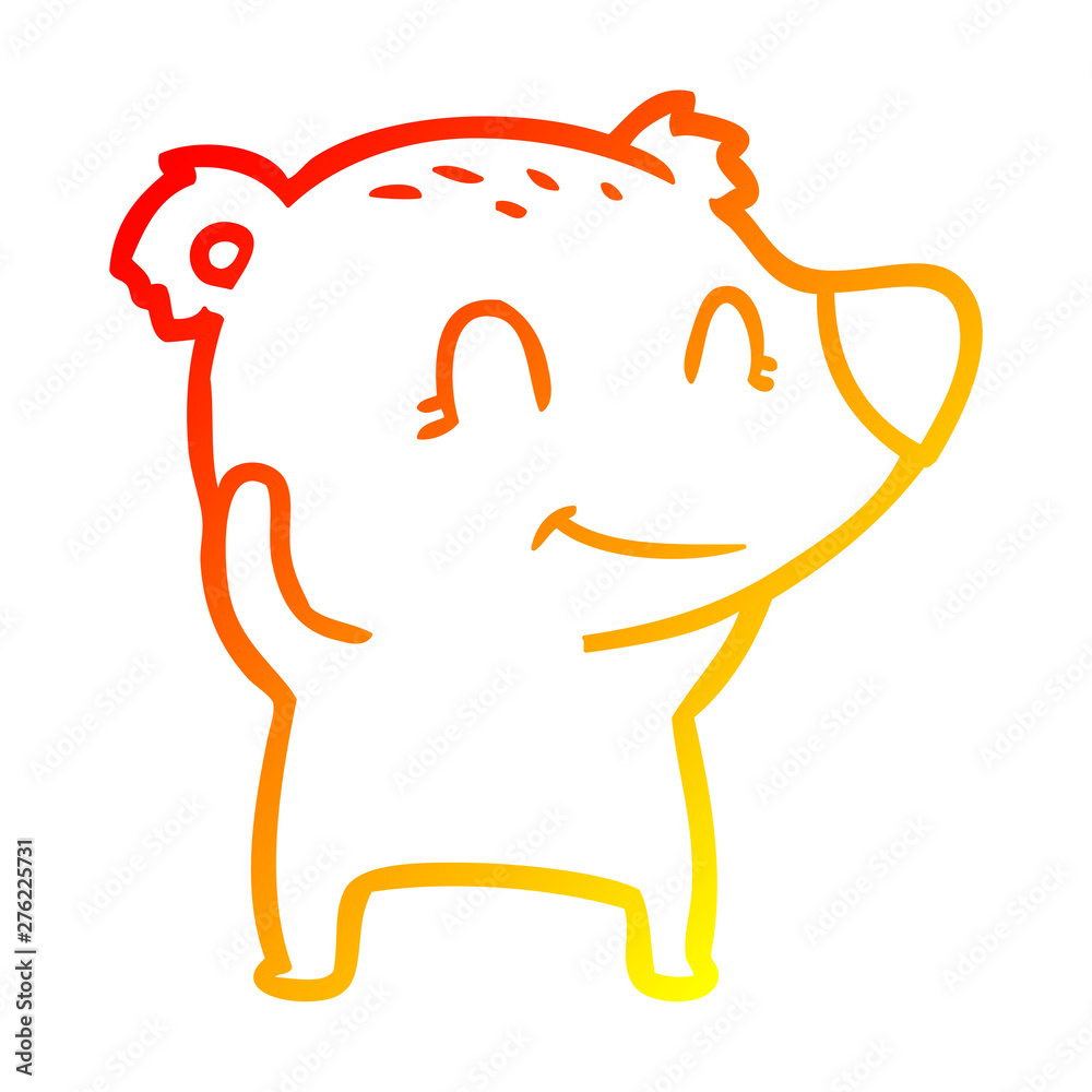 Obraz premium warm gradient line drawing smiling polar bear cartoon