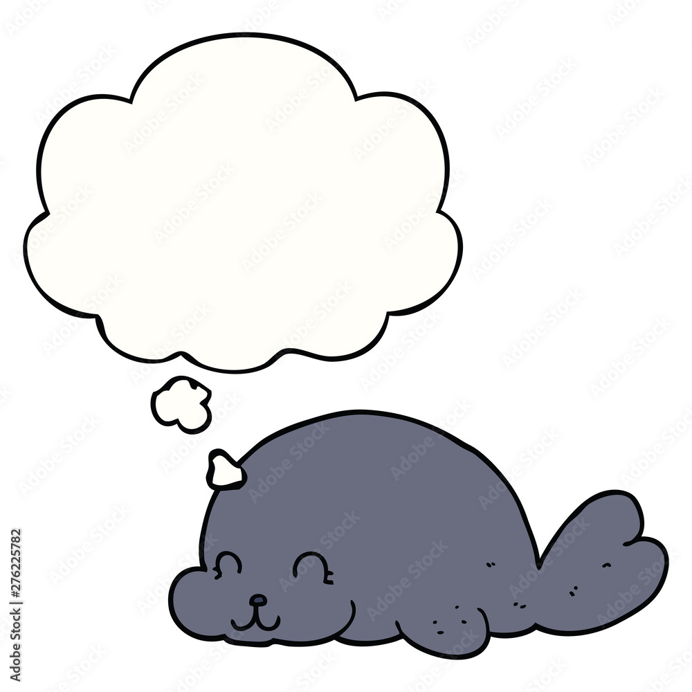 cute cartoon seal and thought bubble cute cartoon seal and thought bubble