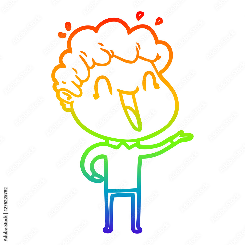 rainbow gradient line drawing cartoon happy man rainbow gradient line drawing cartoon happy man