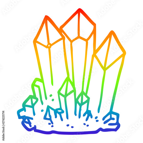 rainbow gradient line drawing cartoon natural crystals