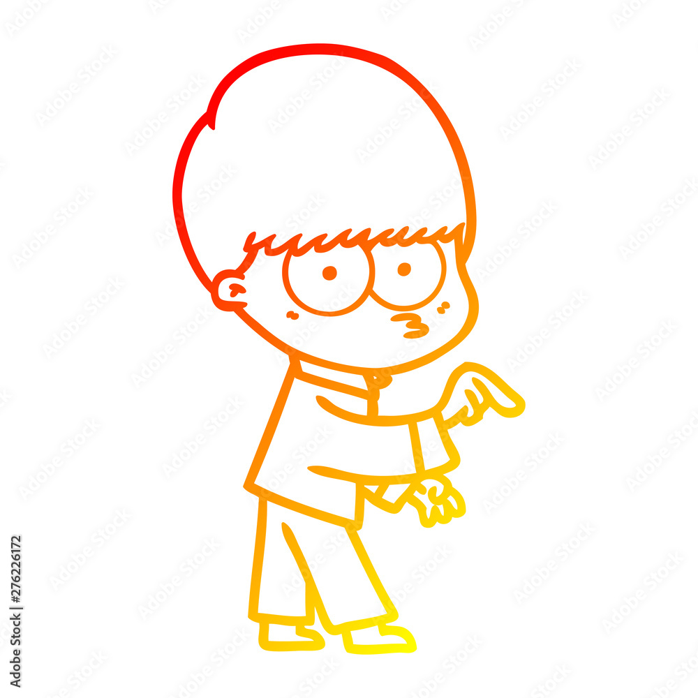 warm gradient line drawing nervous cartoon boy warm gradient line drawing nervous cartoon boy