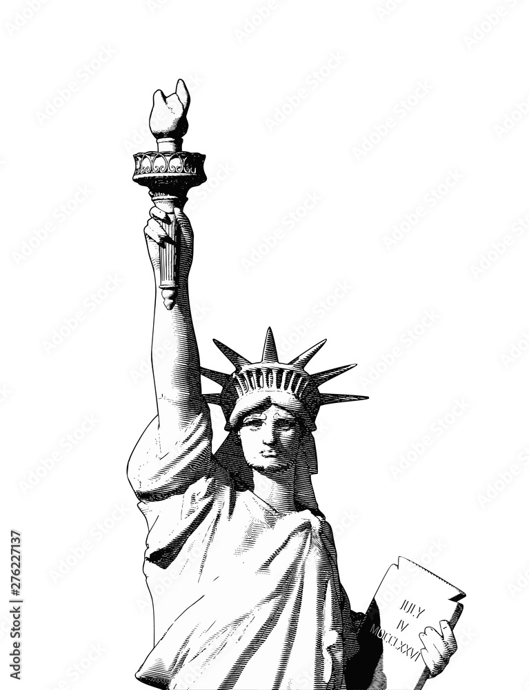 Engraving liberty illustration isolated on white BG