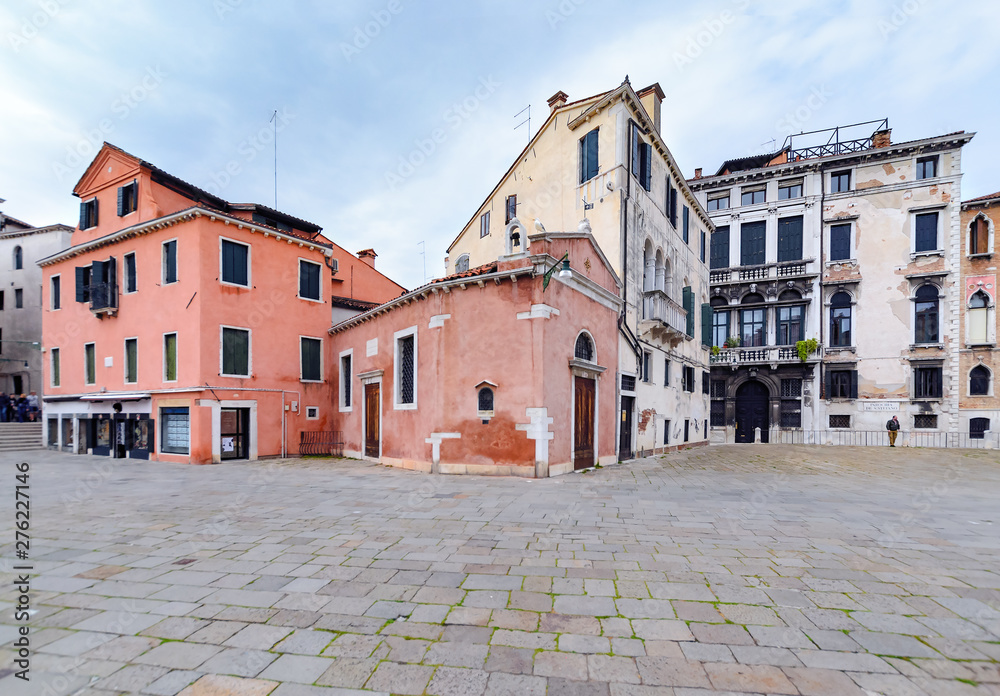 unusual beautiful buildings in the square in Venice