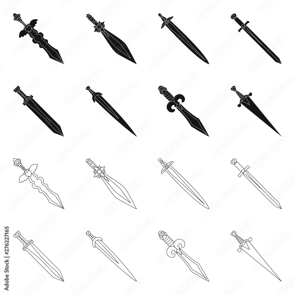Vector illustration of game and armor logo. Set of game and blade vector icon for stock. Vector illustration of game and armor logo. Set of game and blade vector icon for stock.